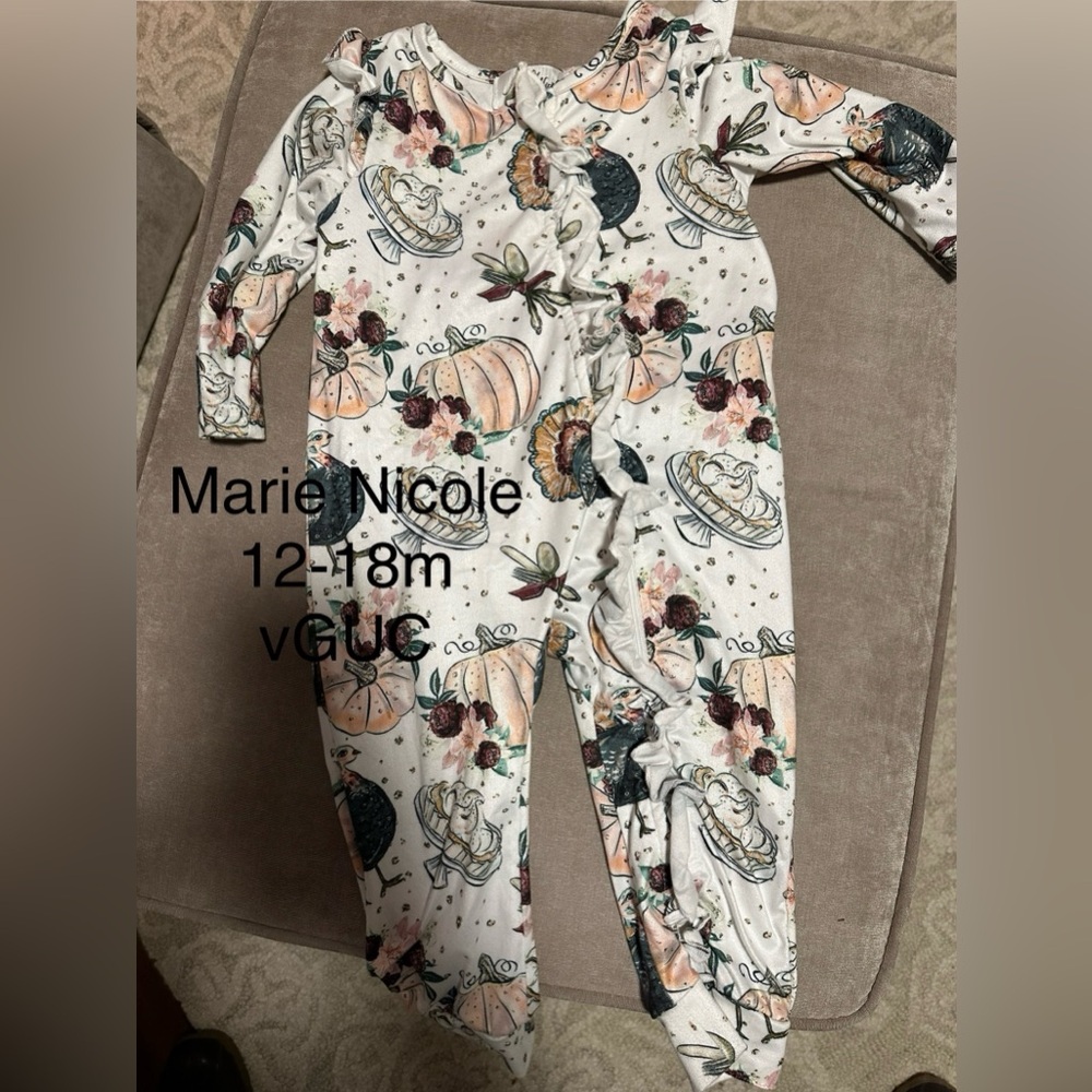 Thanksgiving theme Pumpkin Baby Romper - Picture 2 of 2
